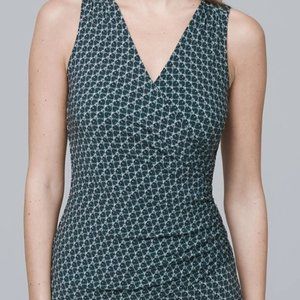 WHBM Sleeveless Wrap Blouse w Side Rouching